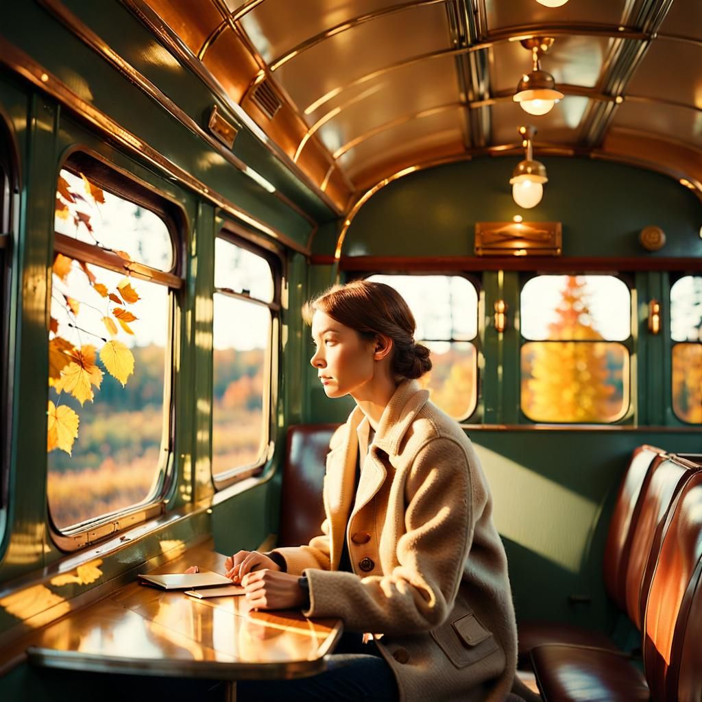 Nostalgic Train Ride Through Autumn Landscape