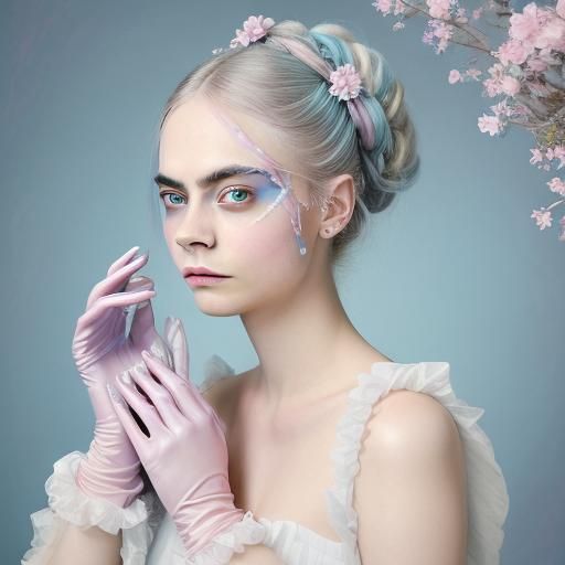 Ethereal Portrait with Butterfly Mask in Dreamcore Style