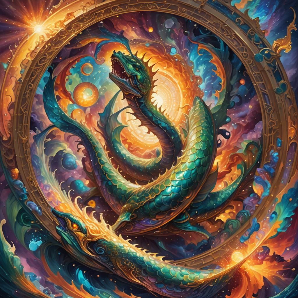 Kaleidoscopic Leviathan Rises: Fantasy Concept Art