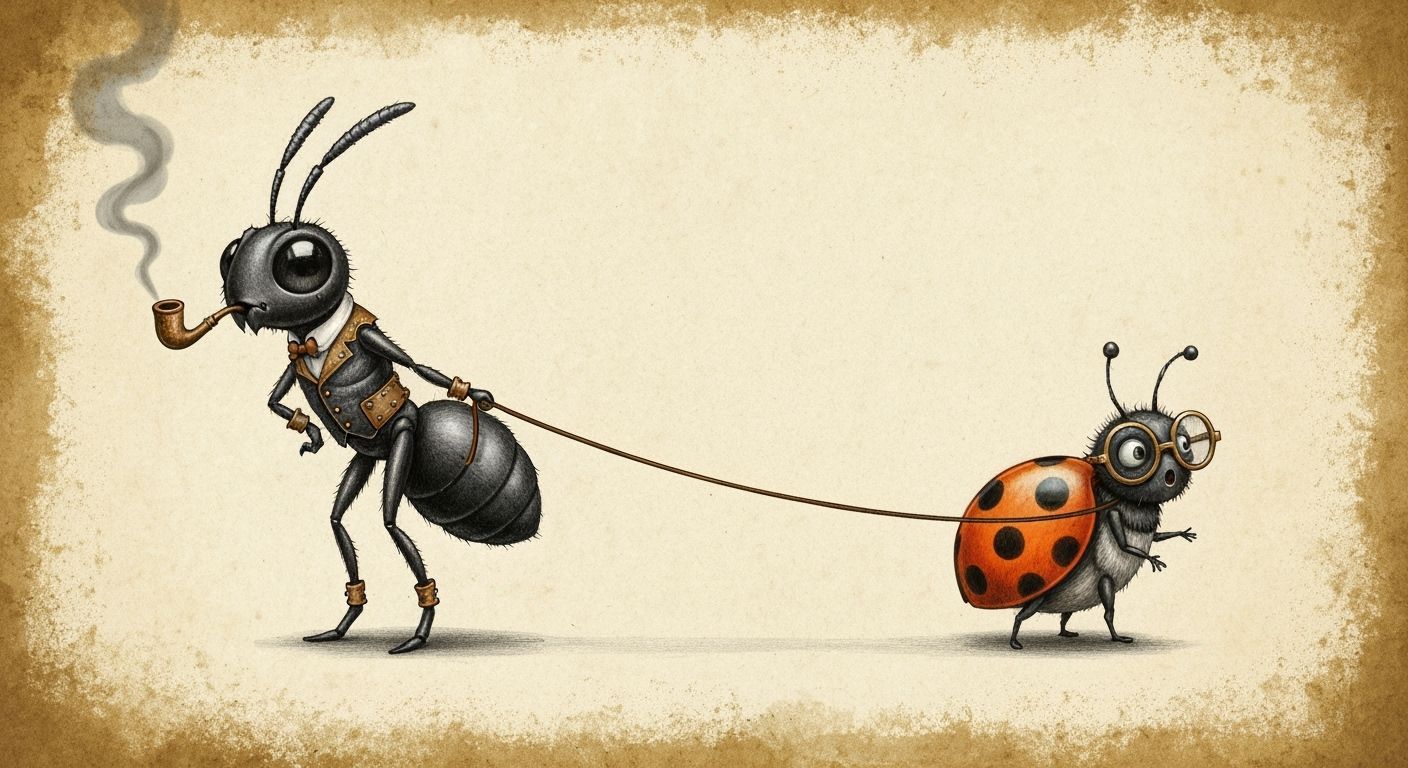Steampunk Ant and Ladybug Surreal Fashion Illustration