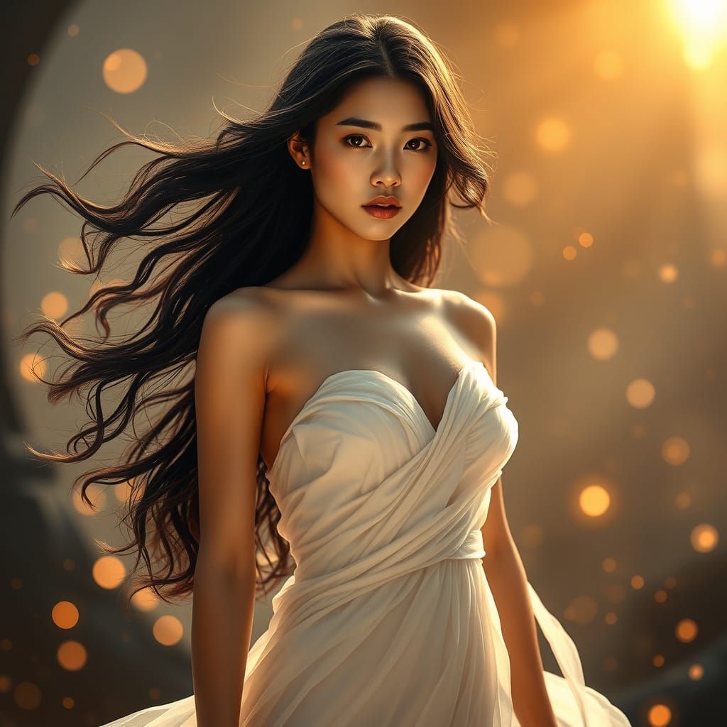 Ethereal Korean Goddess of Magic in Fantasy Realism