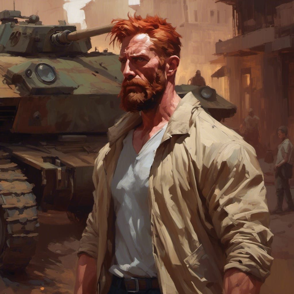 Dramatic Painting of Sinister Bearded Man