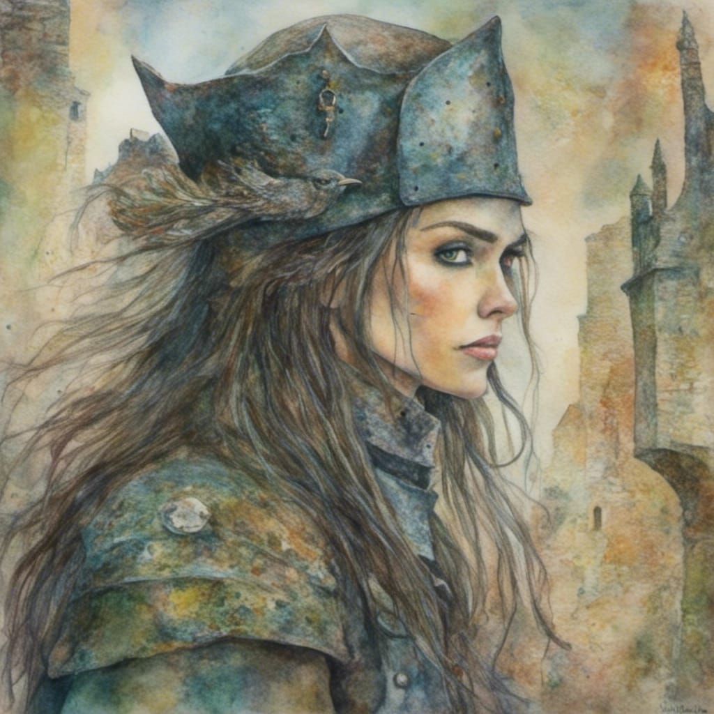 Medieval Knight with Long Hair in Old School Style