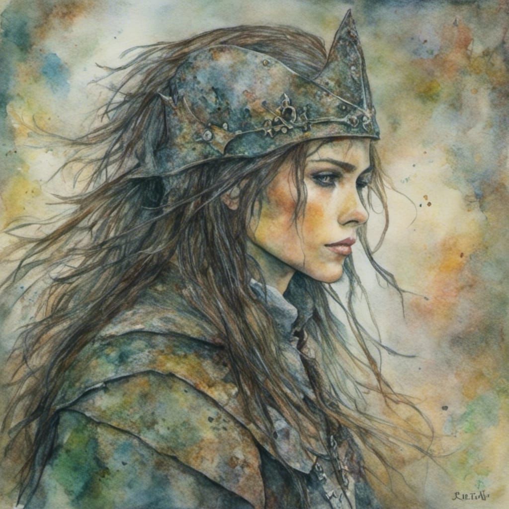 Medieval Knight with Long Hair in Old-School Style