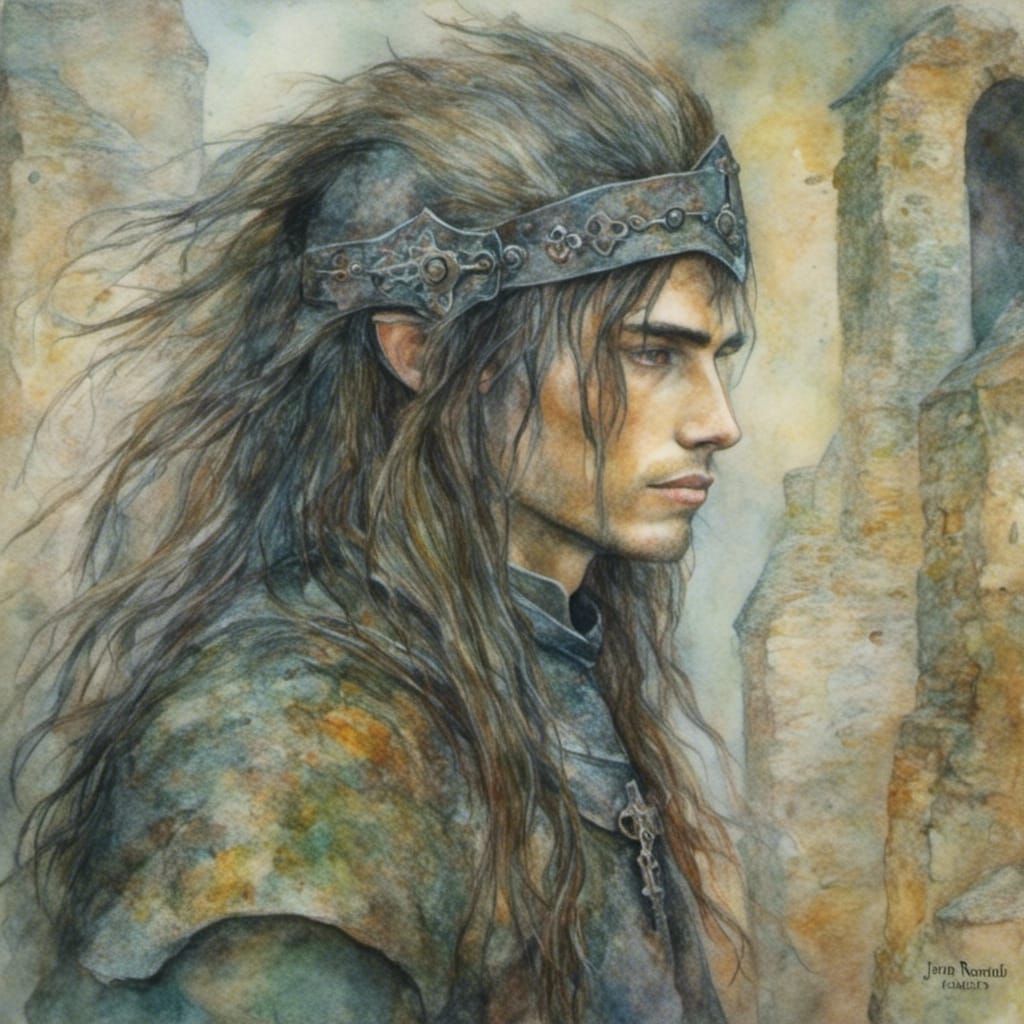 Medieval Knight with Long Hair in Old School Style