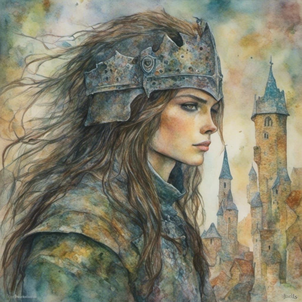 Medieval Knight with Long Hair in Unique Style