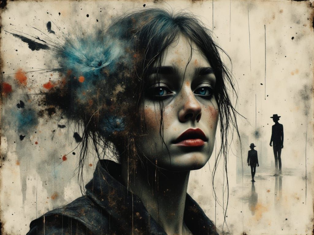 Surreal Female Figure of Chaos in Watercolor and Alcohol Ink