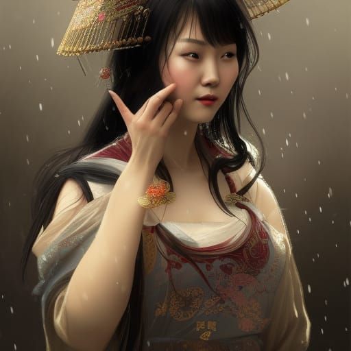 Chinese Woman in Traditional Dress, Detailed Portrait