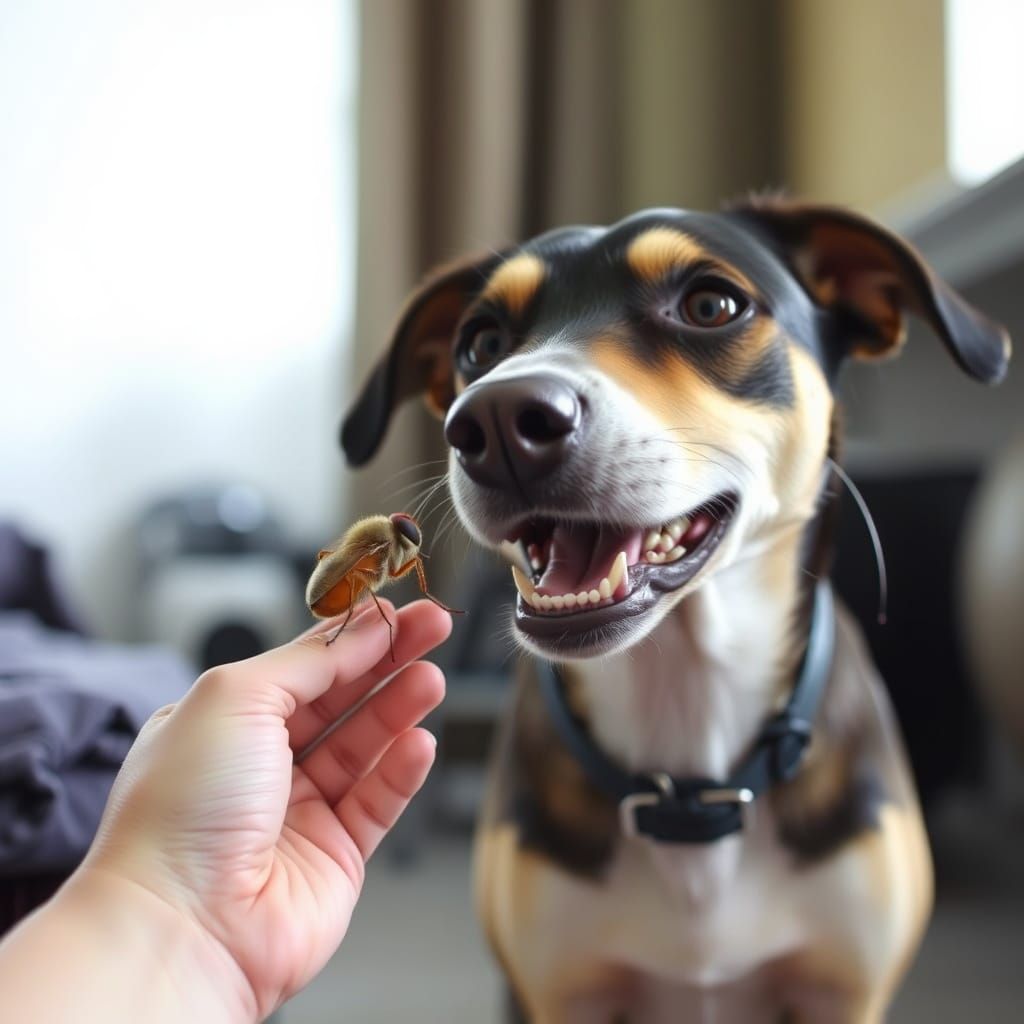 Dog Befriends Giant Flea in Whimsical Illustration