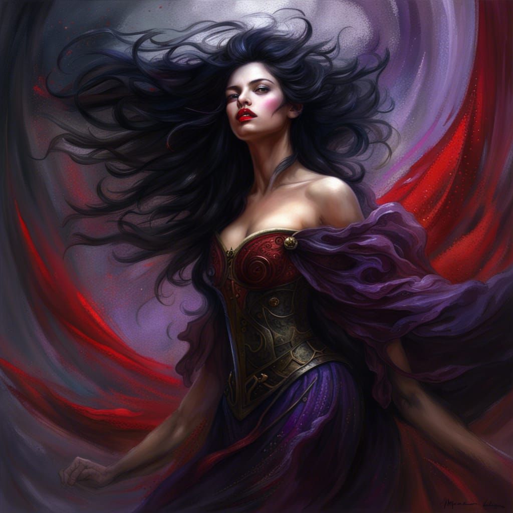 Beautiful Witch in Dark Fantasy Style