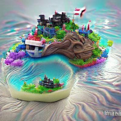 Fantasy Floating Island in Detailed 3D
