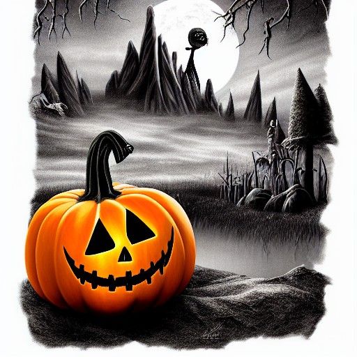Jack Skellington in Halloween Horror Landscape