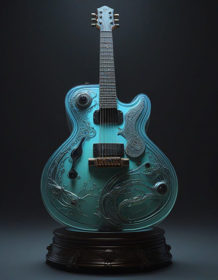 Ethereal Martian Guitar in Bioluminescent Specimen Jar