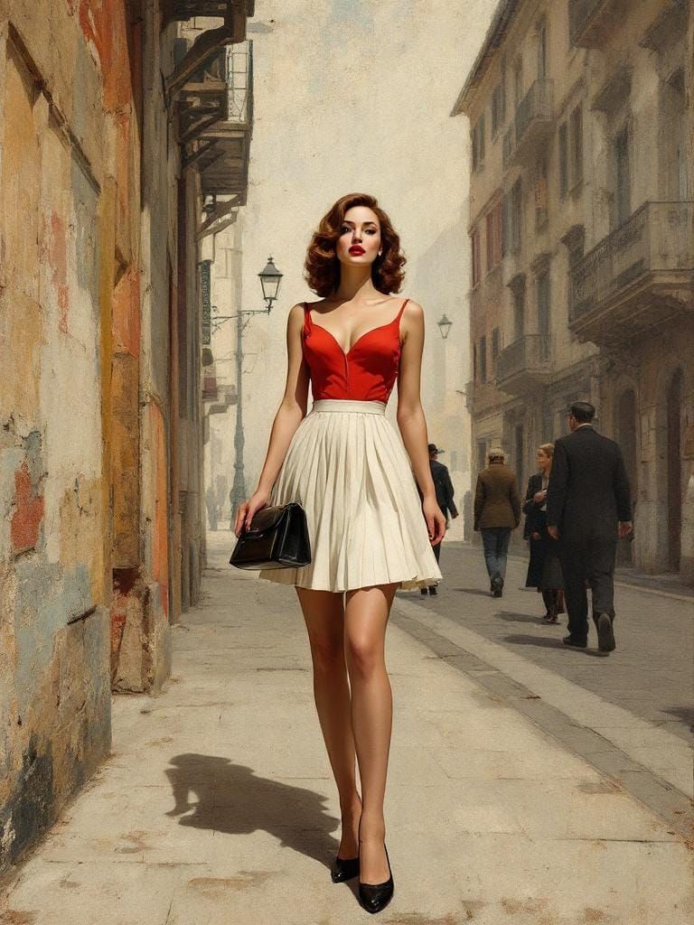 Italian Pin-Up in Renaissance Fresco Style