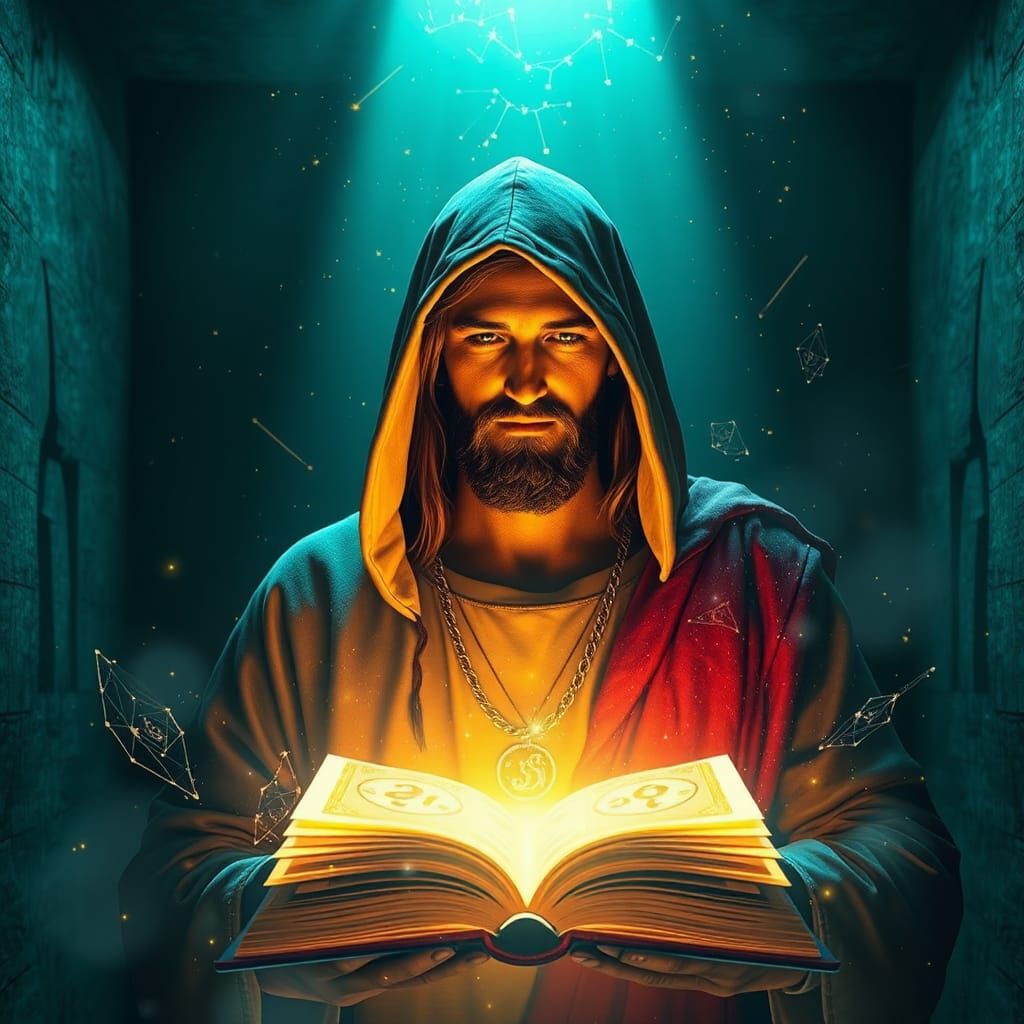 Jesus Christ Starlight Portrait in Neo-Impressionism Style