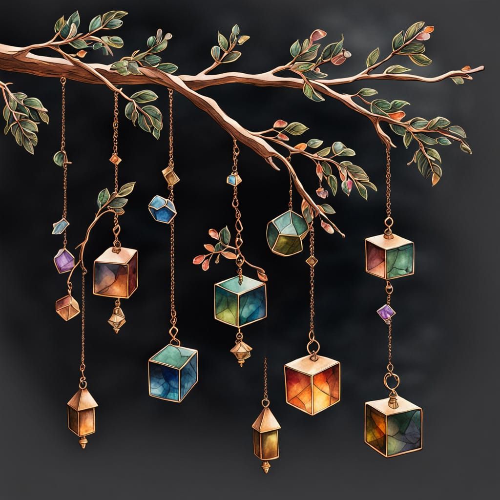 Mystical Branch Adorned with Witchy Crystal Orbs
