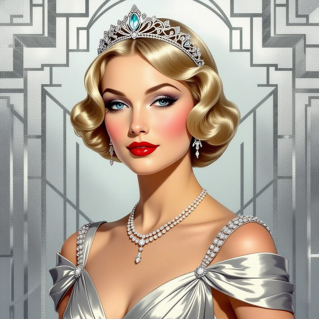 Art Deco Platinum Empress Portrait