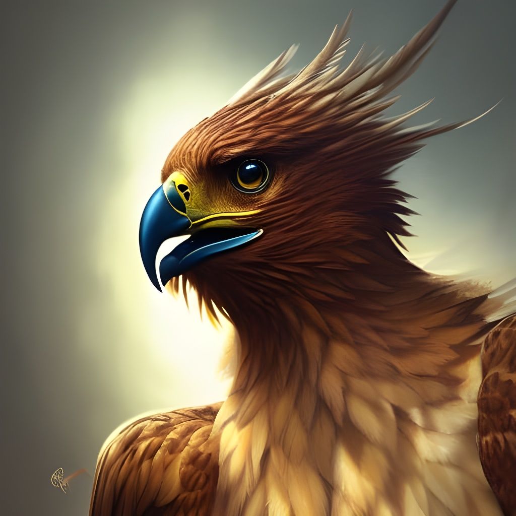 Adorable Golden Eagle Portrait in Digital Art Style