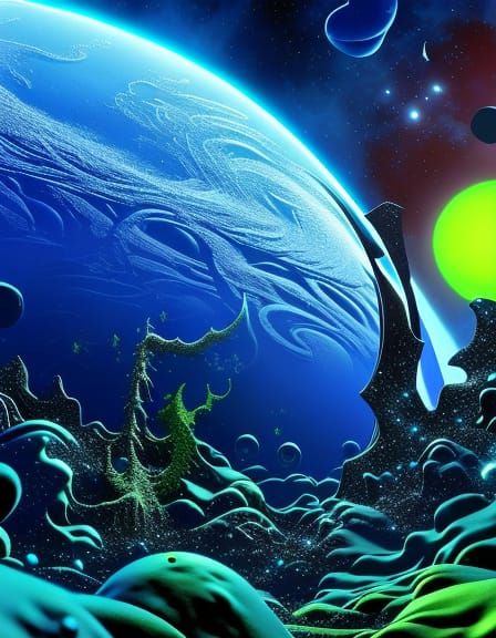 Iridescent Bubbles Float in Space: Cosmic Horror