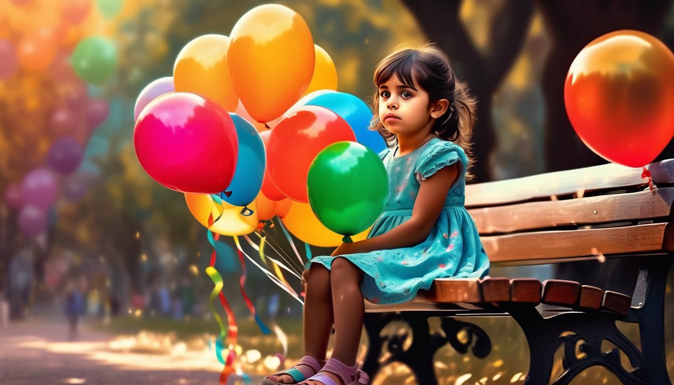 Girl with Balloons: Hyperrealistic Concept Art