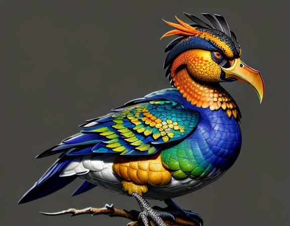 Hyperrealistic Mandarin Drake Impasto Painting