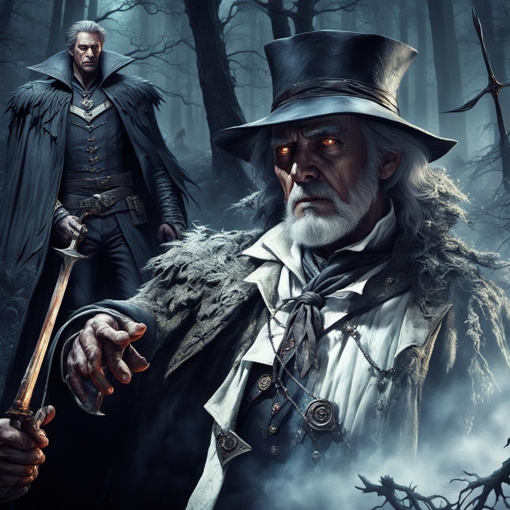 Vampire Hunter on a Forest Path: Matte Painting