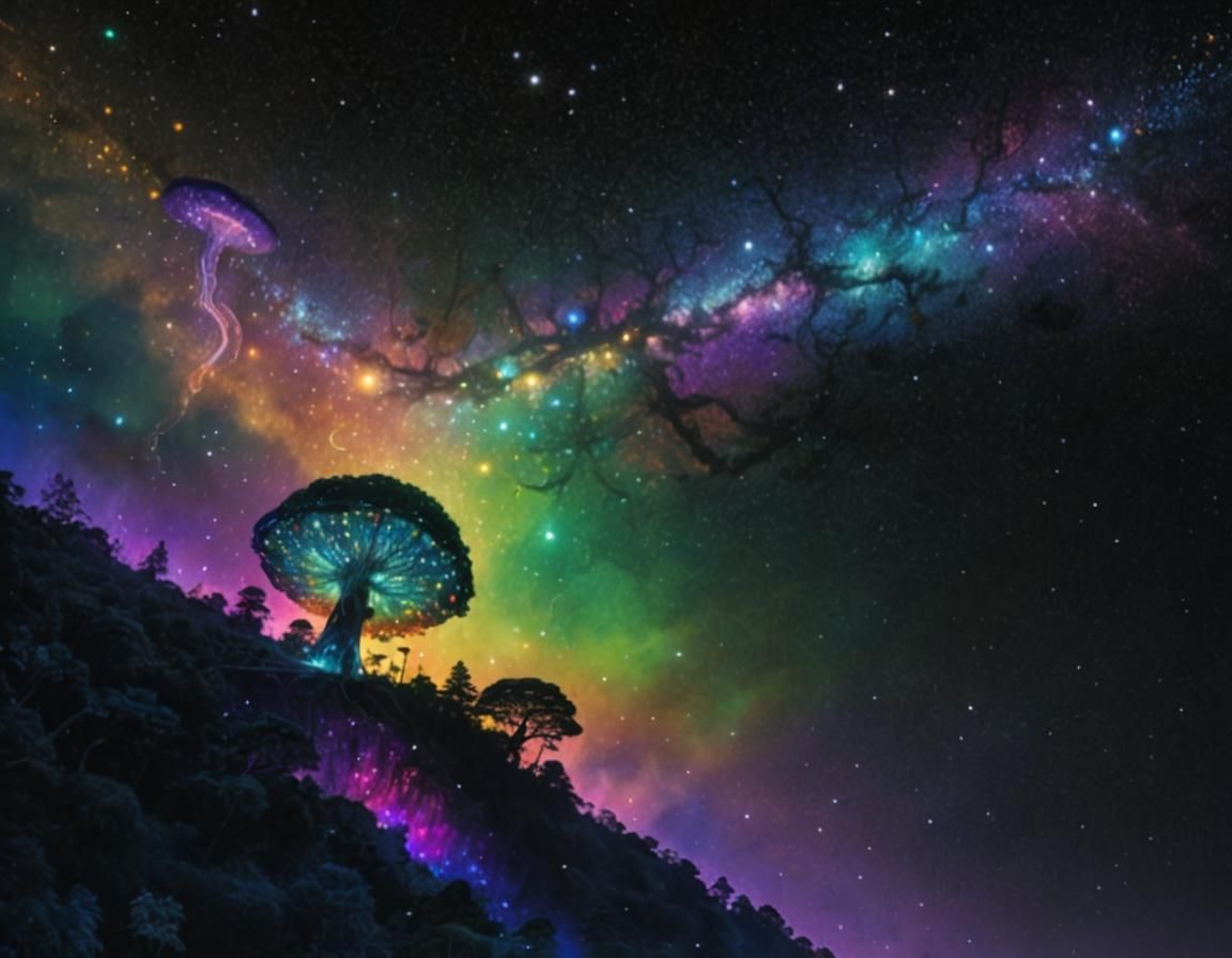 Extraterrestrial Forest: A Cosmic Pointillism Dreamscape