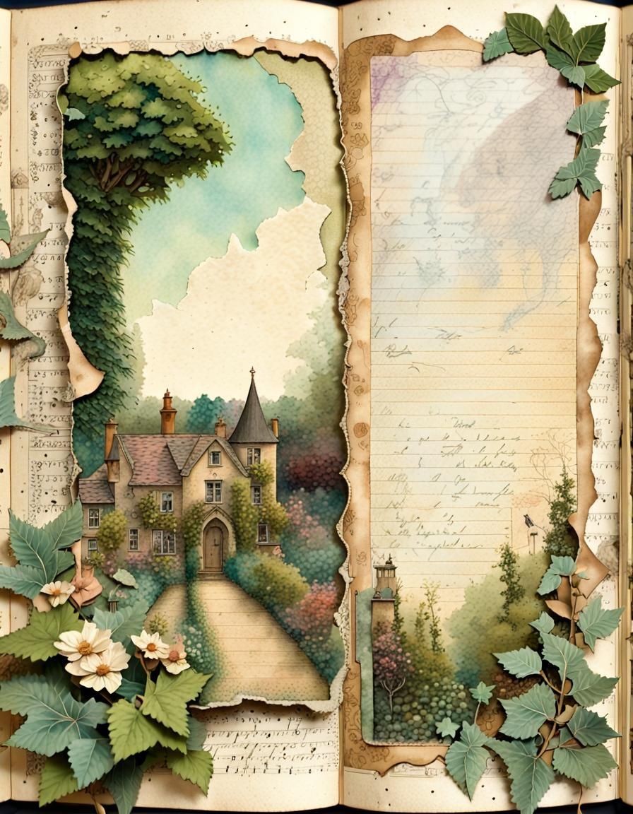 Dreamy Storybook Journal Page with Mixed Media Collage