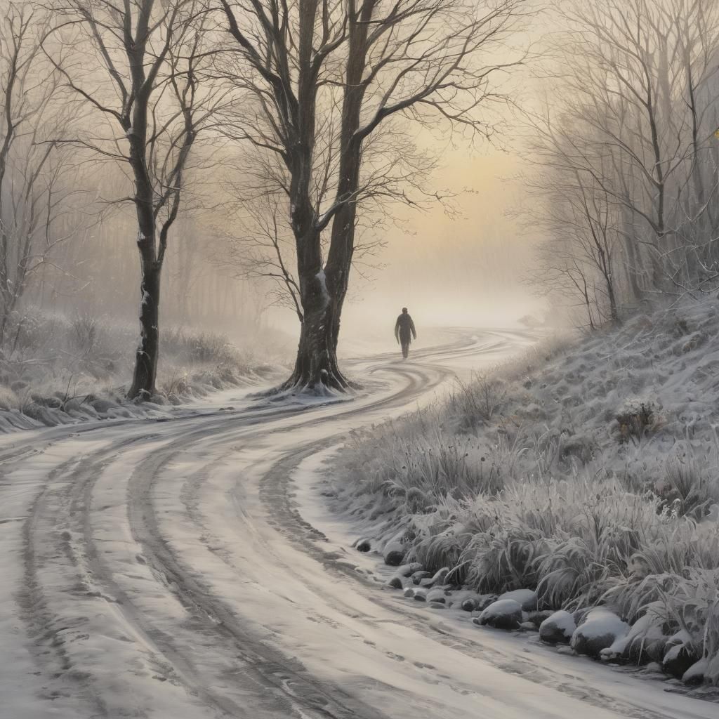 Serene Winter Wanderer in Golden Light