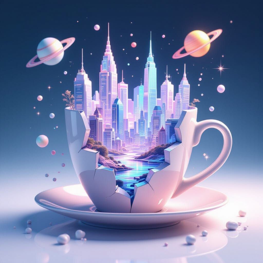 Mug 3D-microcosm of a futuristic city