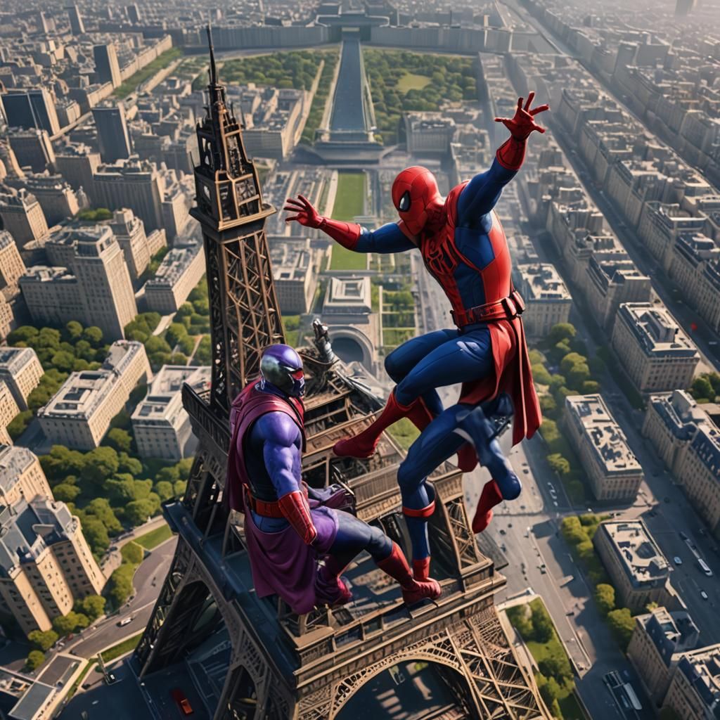 Magneto vs Spider-Man: Detailed Fantasy Painting