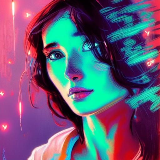 Parisian Girl at Rave with Fireworks