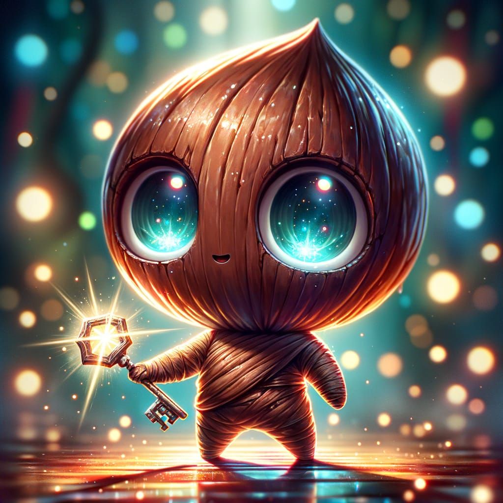 Coconut Chibi Keymaster in Watercolor Style