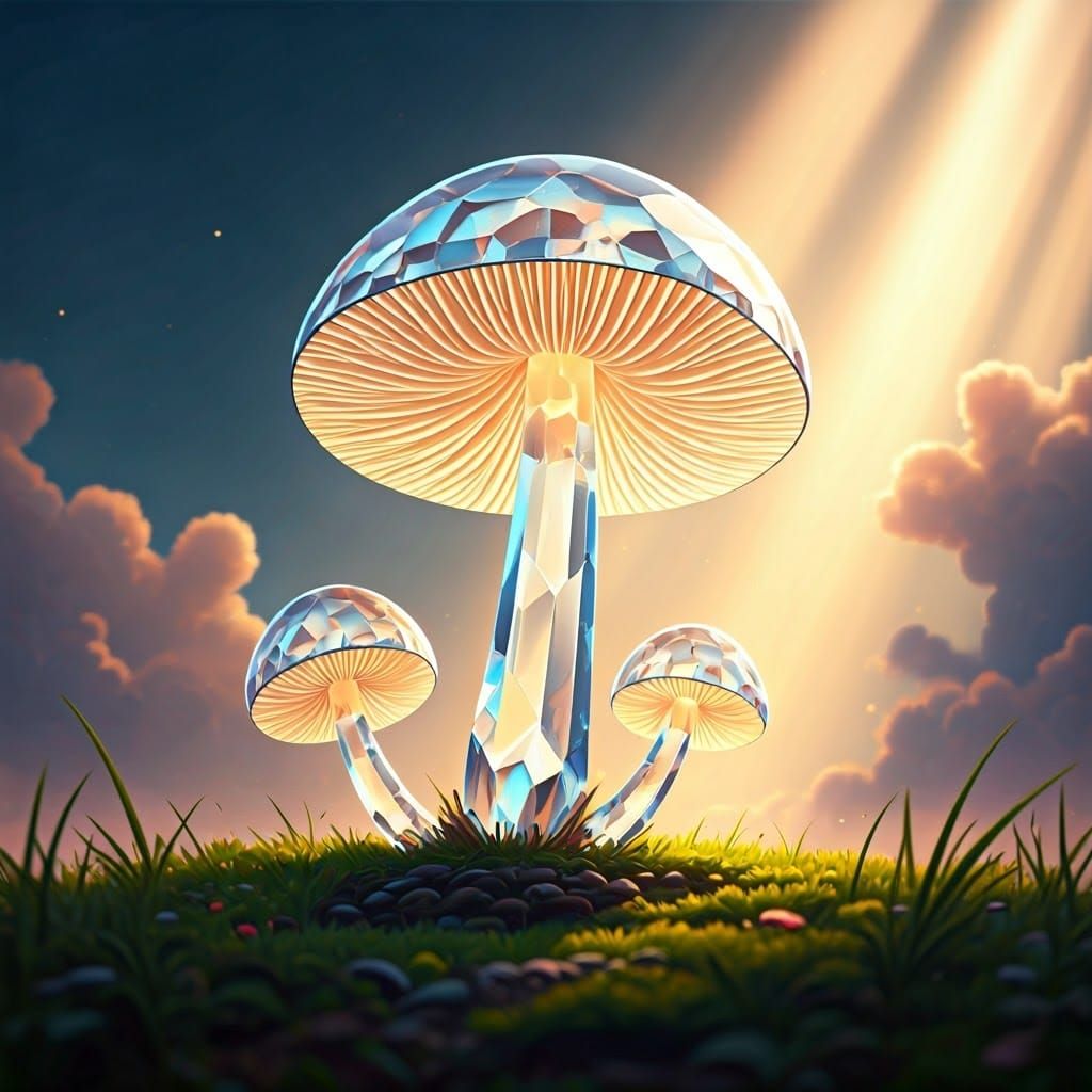 Crystalline Mushroom in Divine Sunshine