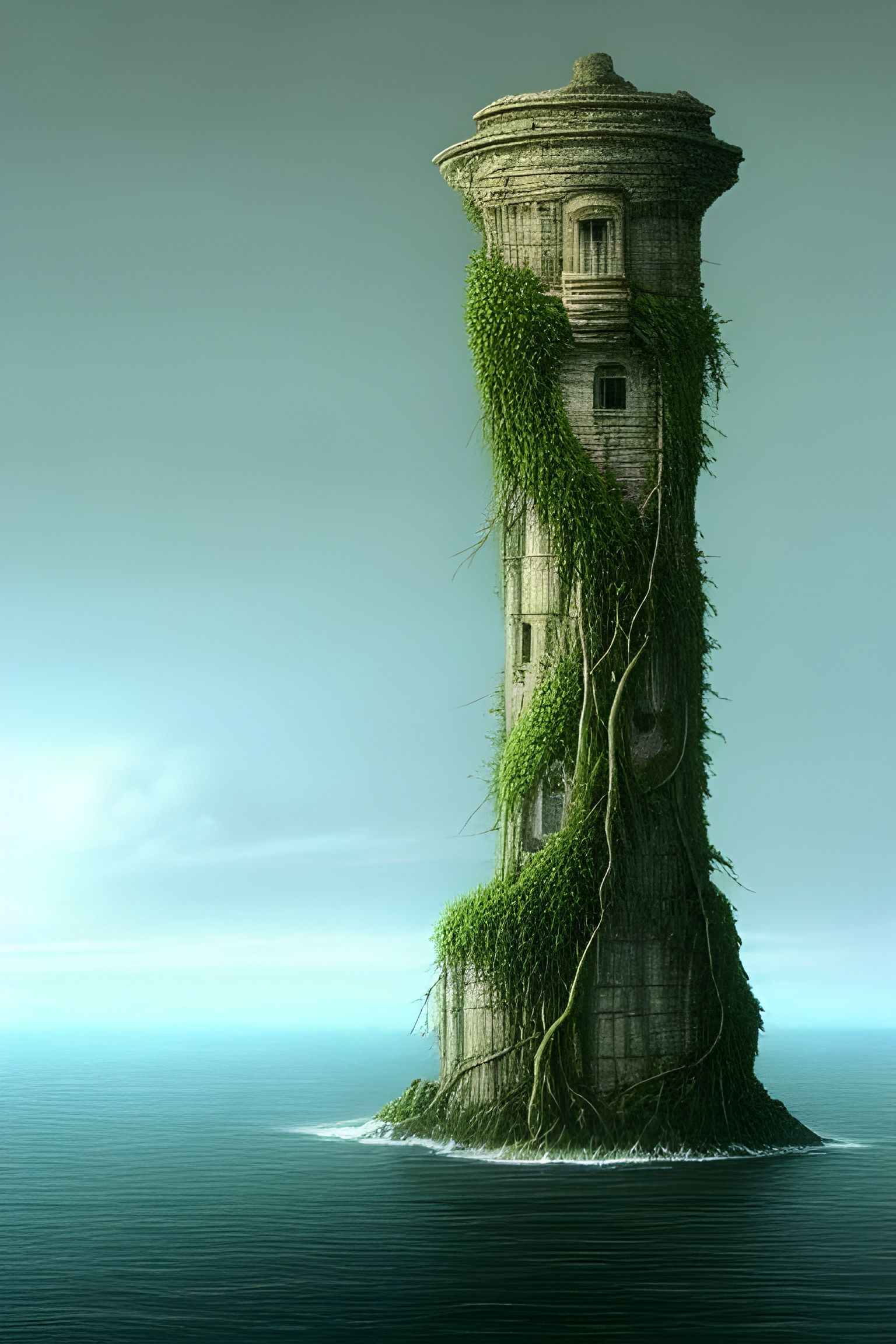 Surreal Lighthouse Rises from the Ocean