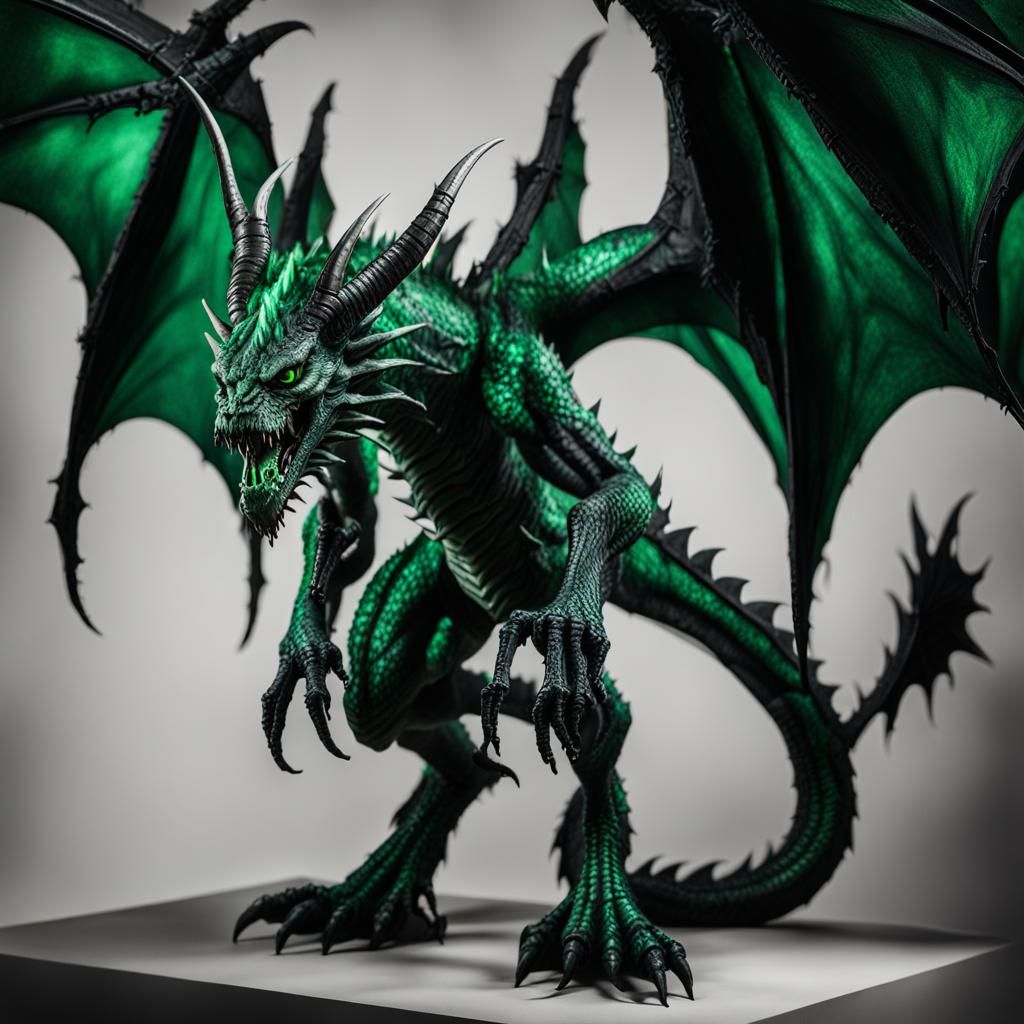 Emerald Zombie Dragon with Open Wings