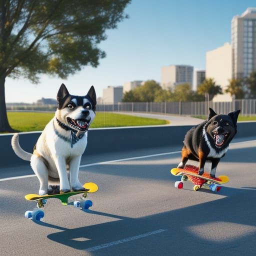 Adorable Dogs Skateboarding with Joy