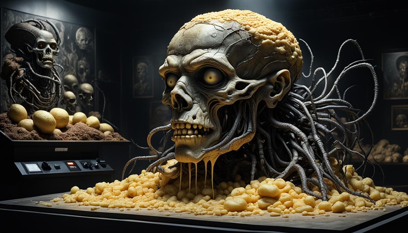 Mashed Potato Sculpture in Pixel Art Style