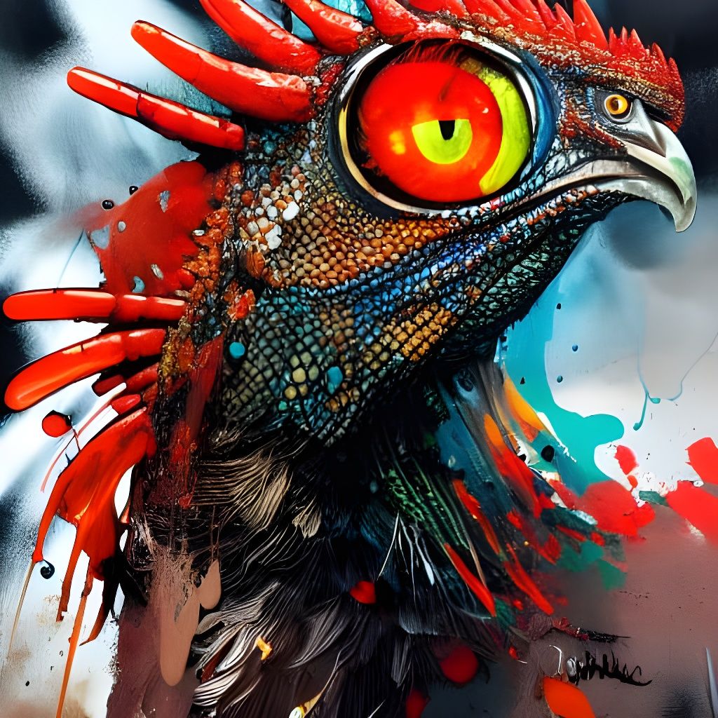 Intricate Cockatrice Speedpaint with Glowing Eyes