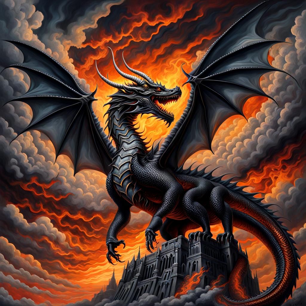 Winged Dragon in Giger Style