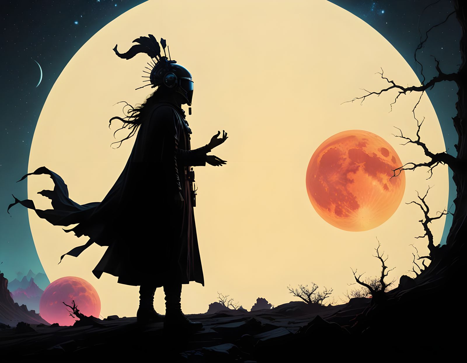 Cosmic Portal Reflection in Dreamy Mixed Media Art