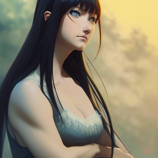 Detailed Portrait of Hinata Hyuga, Digital Art