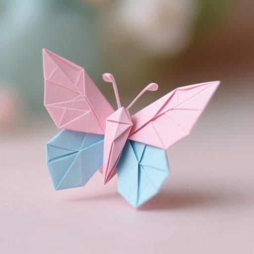 Origami Butterfly: Pink and Blue Pastel Papercraft