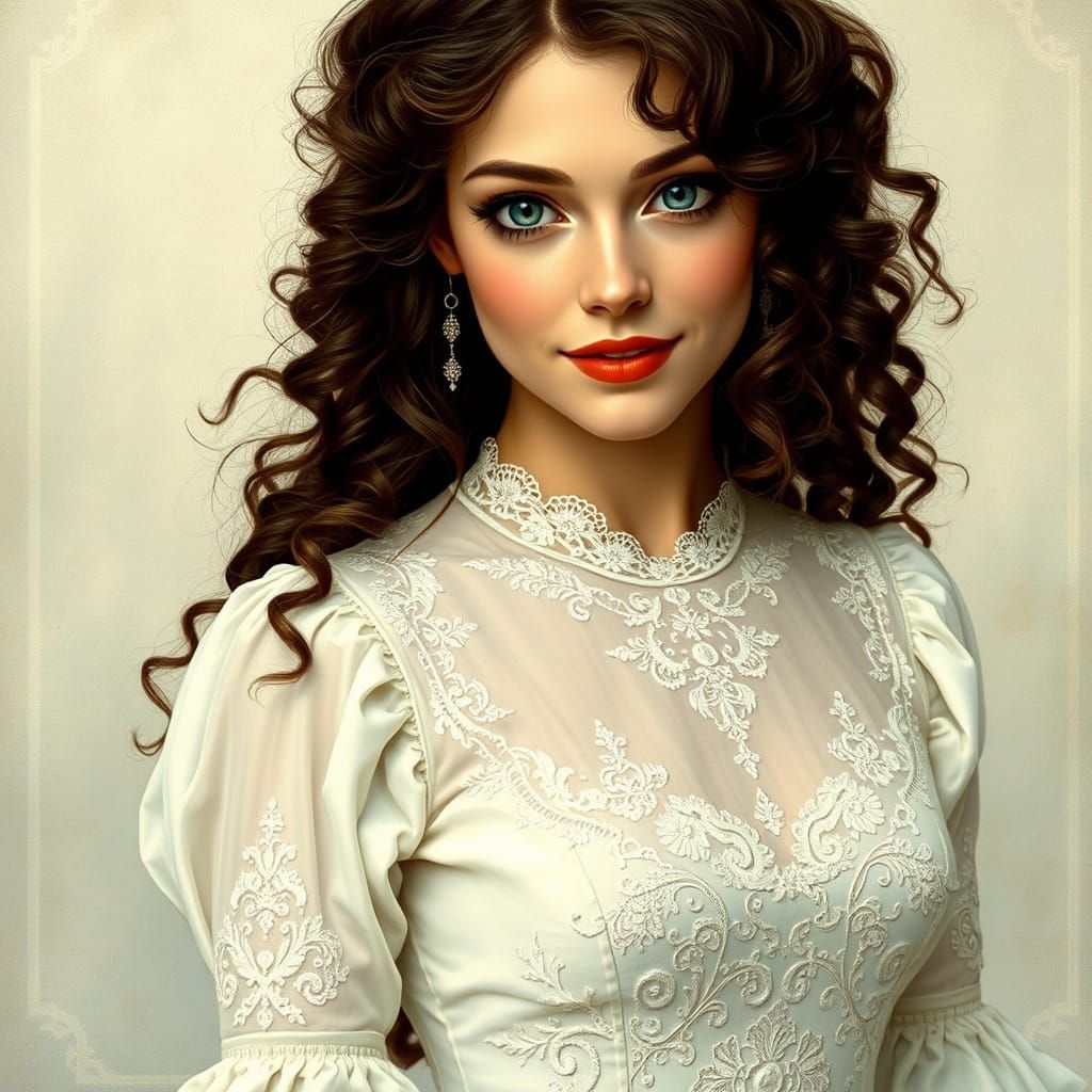 Ethereal Pre-Raphaelite Beauty in White