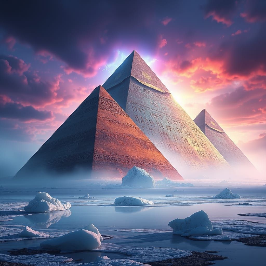 Ethereal Pyramids Rise on Antarctica's Frosty Shores in Cybe...