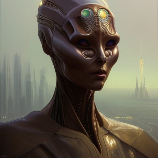 Majestic Alien Humanoid Portrait in Detailed Style