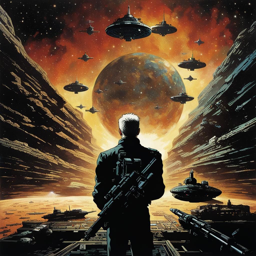 Attack Ships Near Orion in Sci-Fi Space