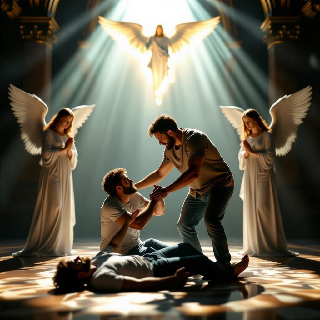 Man Helps Man Up, Divine Approval Above