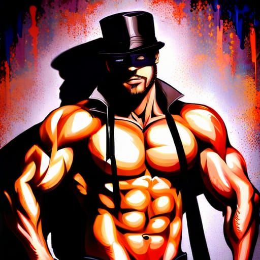 Zorro Graffiti Art Portrait with Polychromatic Colors