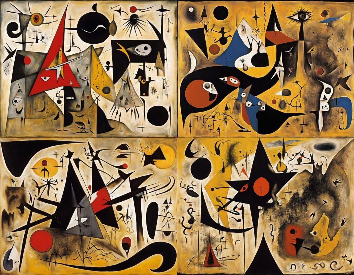 Surrealist Masterpiece: Abstract Guernica Landscape with Bio...